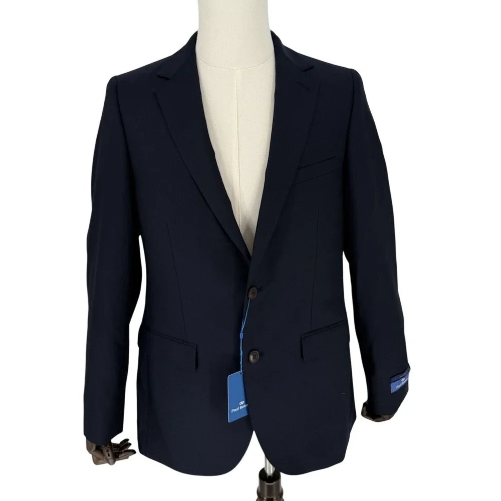 Paul Betenly Men's 40L Navy Blue Wool Cashmere Button Blazer Jacket-Ronaldo N